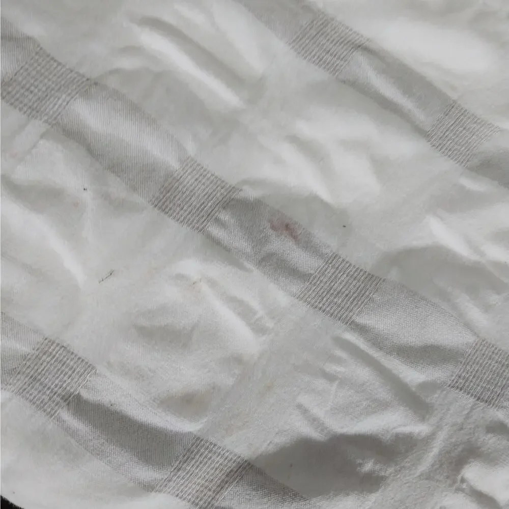 CHARTER CLUB! WHITE & TAN SHABBY CHIC SUBTLE PLAID PUCKERED DUVET COVER! SZ TWIN